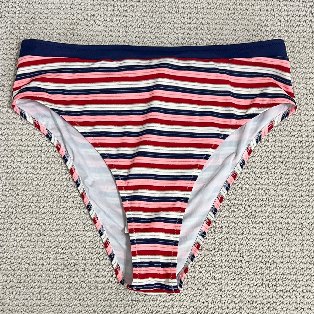 Cupshe Striped Bikini Bottom - Red, White, Blue